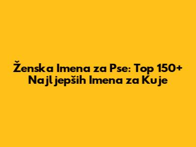 Ženska Imena za Pse: Top 150+ Najljepših Imena za Kuje