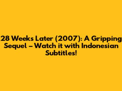 28 Weeks Later (2007): A Gripping Sequel – Watch it with Indonesian Subtitles!
