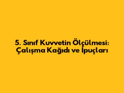 5. Sınıf Kuvvetin Ölçülmesi: Çalışma Kağıdı ve İpuçları