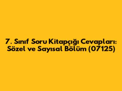 7. Sınıf Soru Kitapçığı Cevapları: Sözel ve Sayısal Bölüm (07125)
