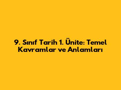9. Sınıf Tarih 1. Ünite: Temel Kavramlar ve Anlamları