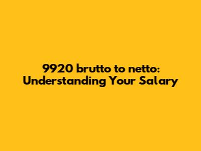 9920 brutto to netto: Understanding Your Salary