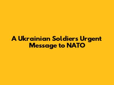 A Ukrainian Soldier's Urgent Message to NATO