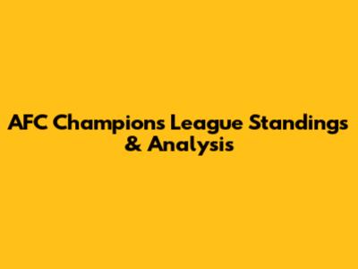 AFC Champions League Standings & Analysis