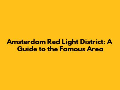 Amsterdam Red Light District: A Guide to the Famous Area