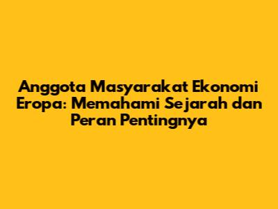 Anggota Masyarakat Ekonomi Eropa: Memahami Sejarah dan Peran Pentingnya
