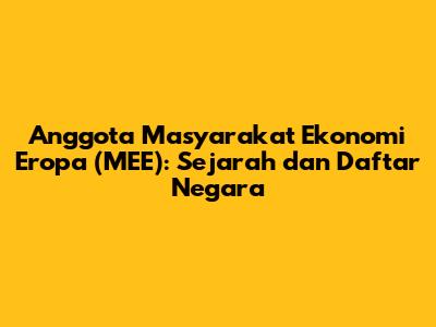 Anggota Masyarakat Ekonomi Eropa (MEE): Sejarah dan Daftar Negara