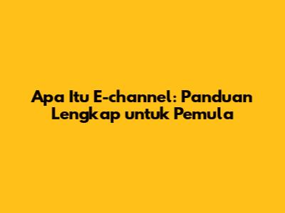 Apa Itu E-channel: Panduan Lengkap untuk Pemula