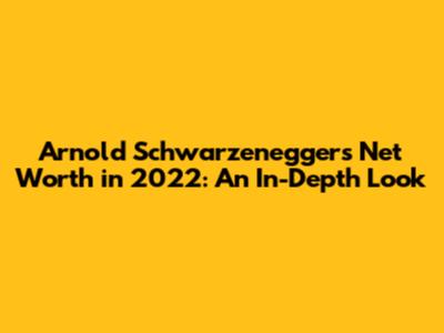 Arnold Schwarzenegger's Net Worth in 2022: An In-Depth Look