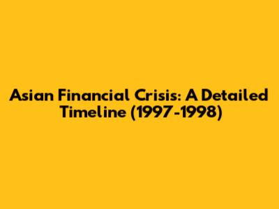 Asian Financial Crisis: A Detailed Timeline (1997-1998)