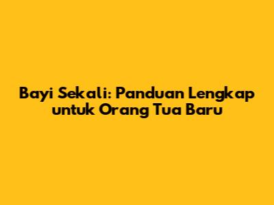 Bayi Sekali: Panduan Lengkap untuk Orang Tua Baru