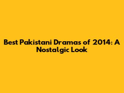 Best Pakistani Dramas of 2014: A Nostalgic Look