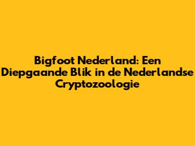 Bigfoot Nederland: Een Diepgaande Blik in de Nederlandse Cryptozoologie