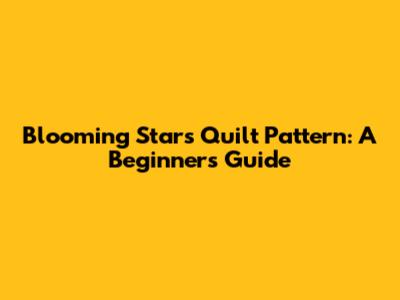 Blooming Stars Quilt Pattern: A Beginner's Guide