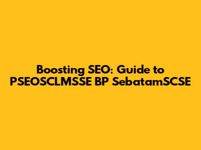 Boosting SEO: Guide to PSEOSCLMSSE BP SebatamSCSE