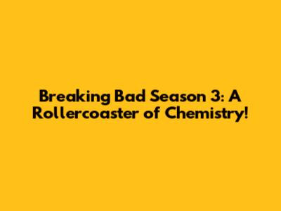 Breaking Bad Season 3: A Rollercoaster of Chemistry!
