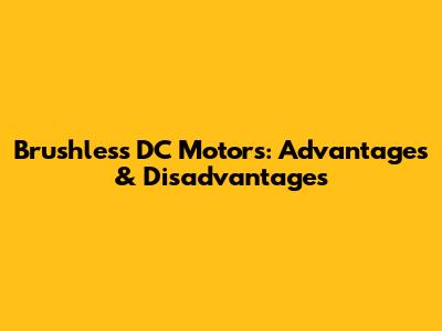 Brushless DC Motors: Advantages & Disadvantages