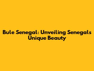 Bule Senegal: Unveiling Senegal's Unique Beauty