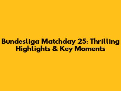 Bundesliga Matchday 25: Thrilling Highlights & Key Moments