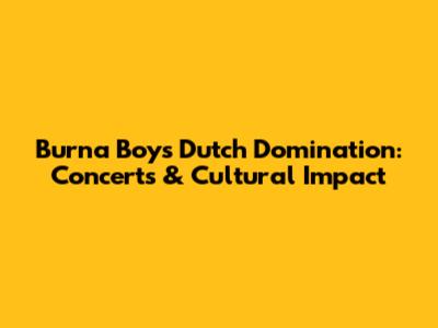 Burna Boy's Dutch Domination: Concerts & Cultural Impact