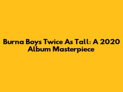 Burna Boy's Twice As Tall: A 2020 Album Masterpiece