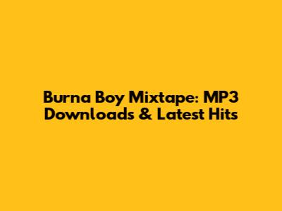 Burna Boy Mixtape: MP3 Downloads & Latest Hits