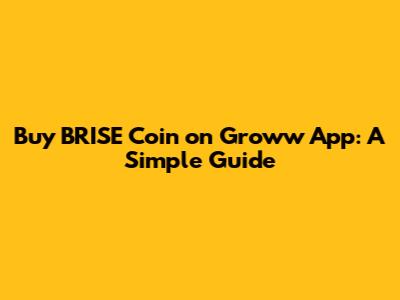 Buy BRISE Coin on Groww App: A Simple Guide