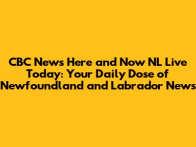CBC News Here and Now NL Live Today: Your Daily Dose of Newfoundland and Labrador News