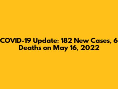 COVID-19 Update: 182 New Cases, 6 Deaths on May 16, 2022