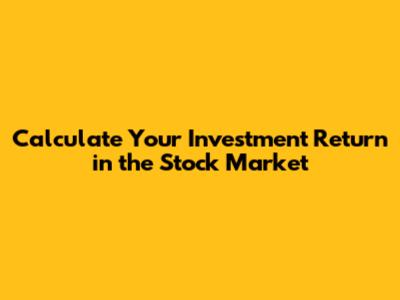 Calculate Your Investment Return in the Stock Market