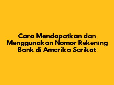 Cara Mendapatkan dan Menggunakan Nomor Rekening Bank di Amerika Serikat
