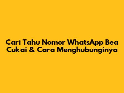 Cari Tahu Nomor WhatsApp Bea Cukai & Cara Menghubunginya