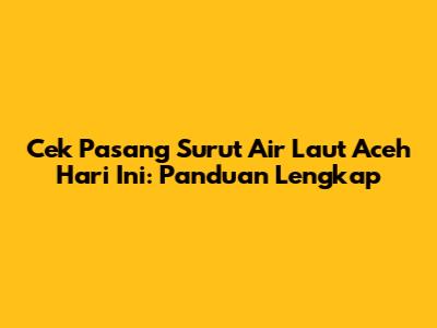 Cek Pasang Surut Air Laut Aceh Hari Ini: Panduan Lengkap