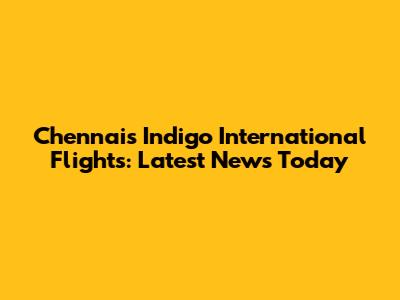 Chennai's Indigo International Flights: Latest News Today