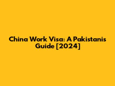 China Work Visa: A Pakistani's Guide [2024]