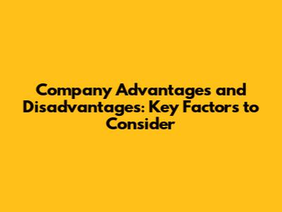 Company Advantages and Disadvantages: Key Factors to Consider