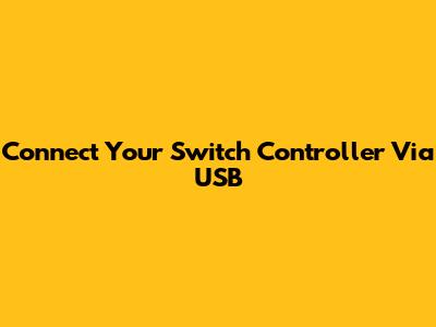 Connect Your Switch Controller Via USB
