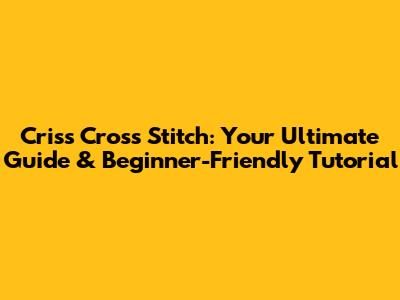 Criss Cross Stitch: Your Ultimate Guide & Beginner-Friendly Tutorial