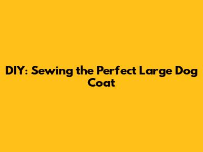 DIY: Sewing the Perfect Large Dog Coat