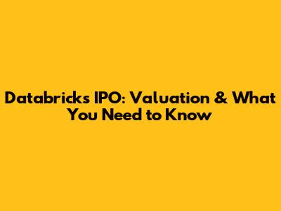 Databricks IPO: Valuation & What You Need to Know