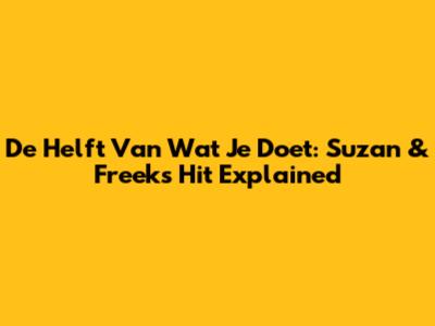 De Helft Van Wat Je Doet: Suzan & Freek's Hit Explained