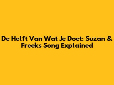 De Helft Van Wat Je Doet: Suzan & Freek's Song Explained