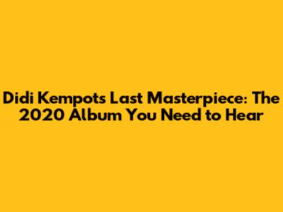 Didi Kempot's Last Masterpiece: The 2020 Album You Need to Hear