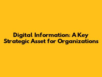 Digital Information: A Key Strategic Asset for Organizations