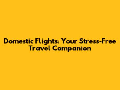 Domestic Flights: Your Stress-Free Travel Companion