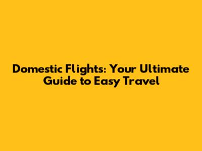 Domestic Flights: Your Ultimate Guide to Easy Travel