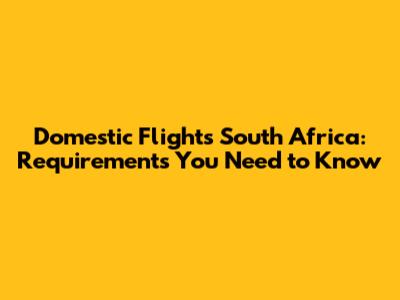 Domestic Flights South Africa: Requirements You Need to Know
