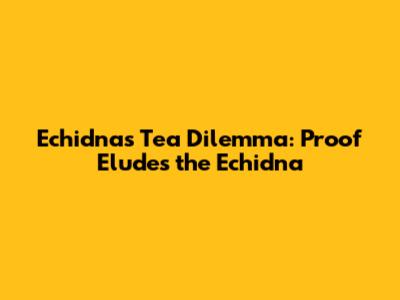 Echidna's Tea Dilemma: Proof Eludes the Echidna