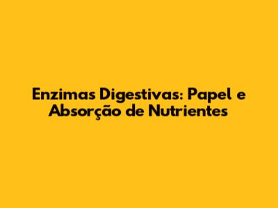 Enzimas Digestivas: Papel e Absorção de Nutrientes