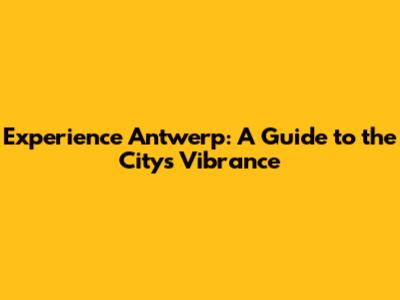 Experience Antwerp: A Guide to the City's Vibrance